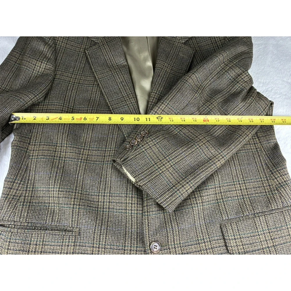 Vintage Brooks Brothers 44R Lambswool Cashmere Plaid Blazer Made USA Old Money